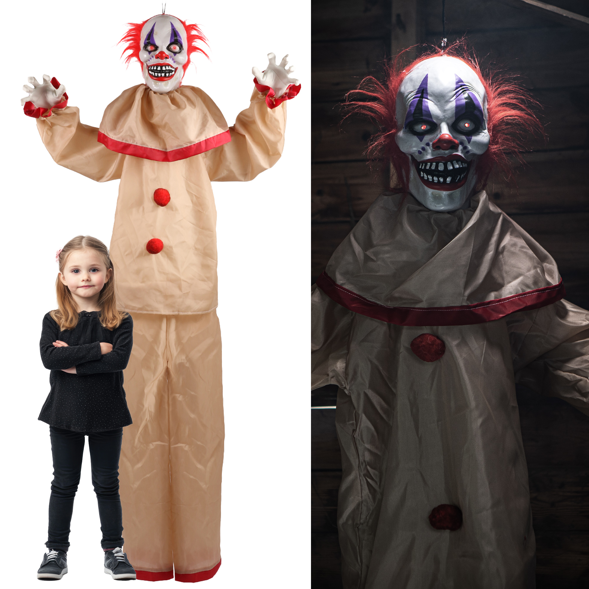 Animatronic Large Creepy Clown 160cm 63" Halloween Decoration
