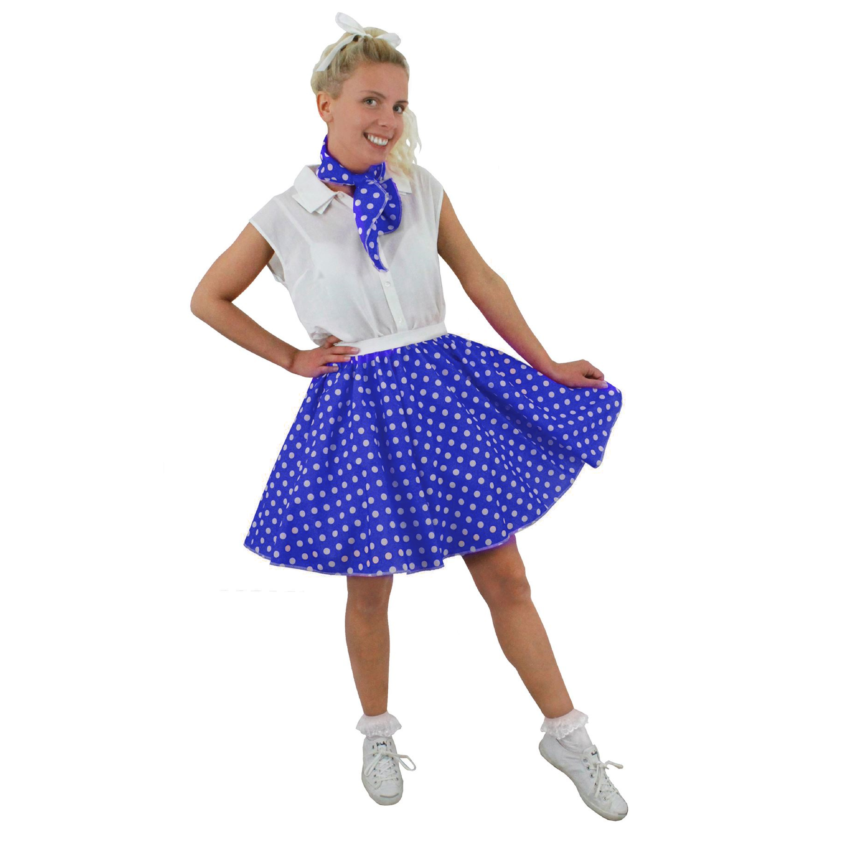 Ladies Short Polka Dot Skirt - Blue/White