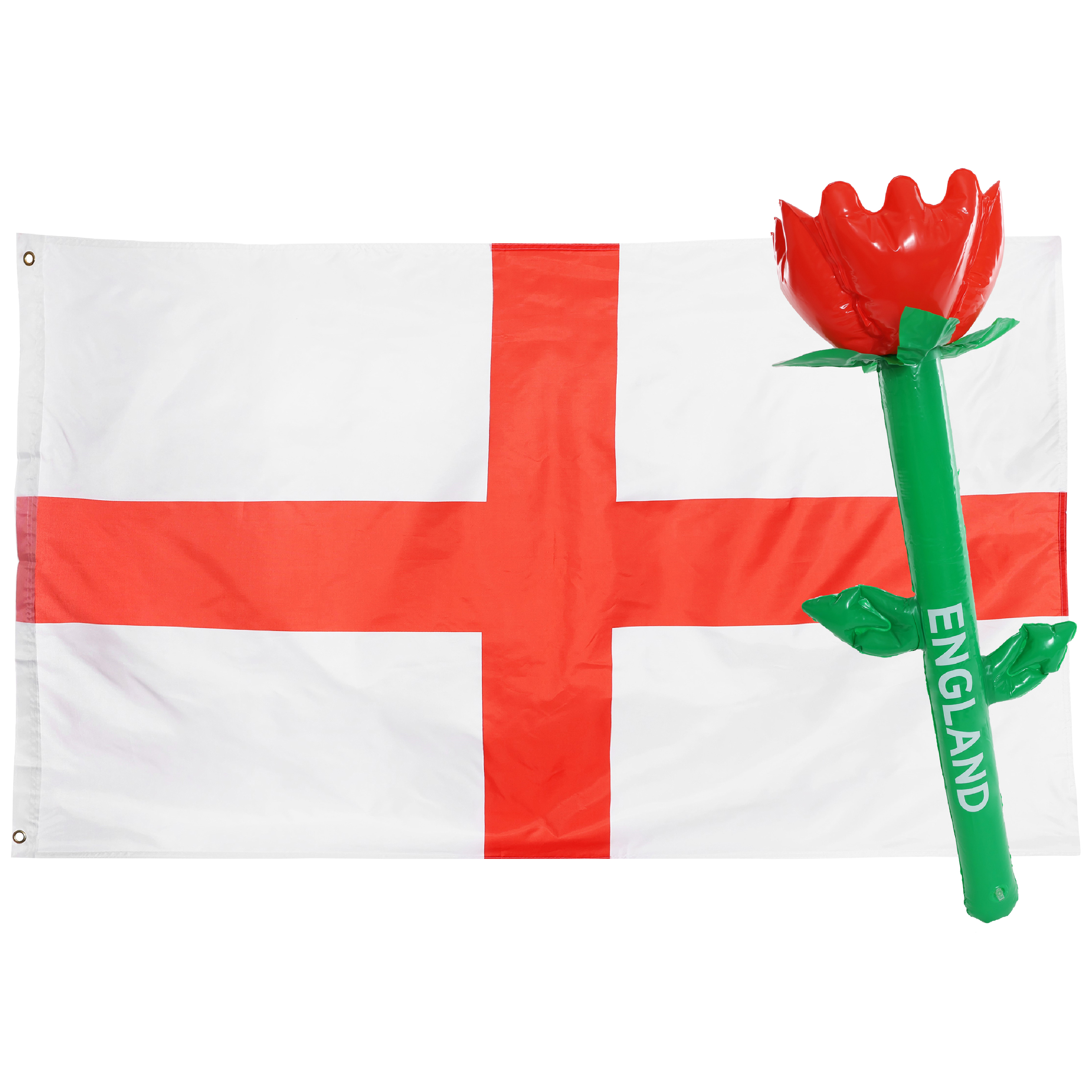 England 5ft x 3ft Flag & Red Inflatable English Rose Flower