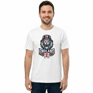 Adults White England Lion Bucket Hat T-Shirt | Football Supporter Graphic Tee
