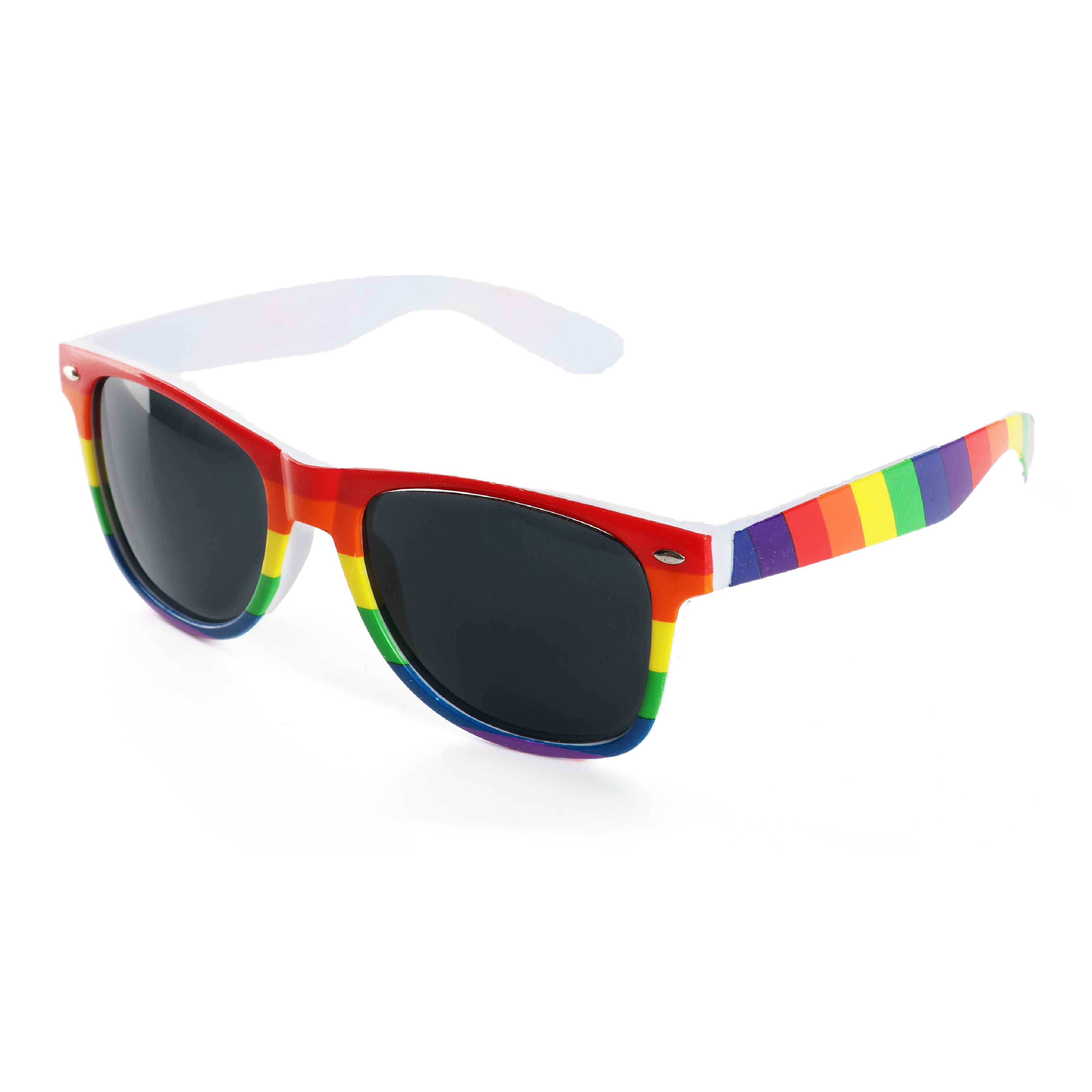 Rainbow Sunglasses – Foldable Black Lenses with Rainbow Striped Frame for Pride and Summer Events