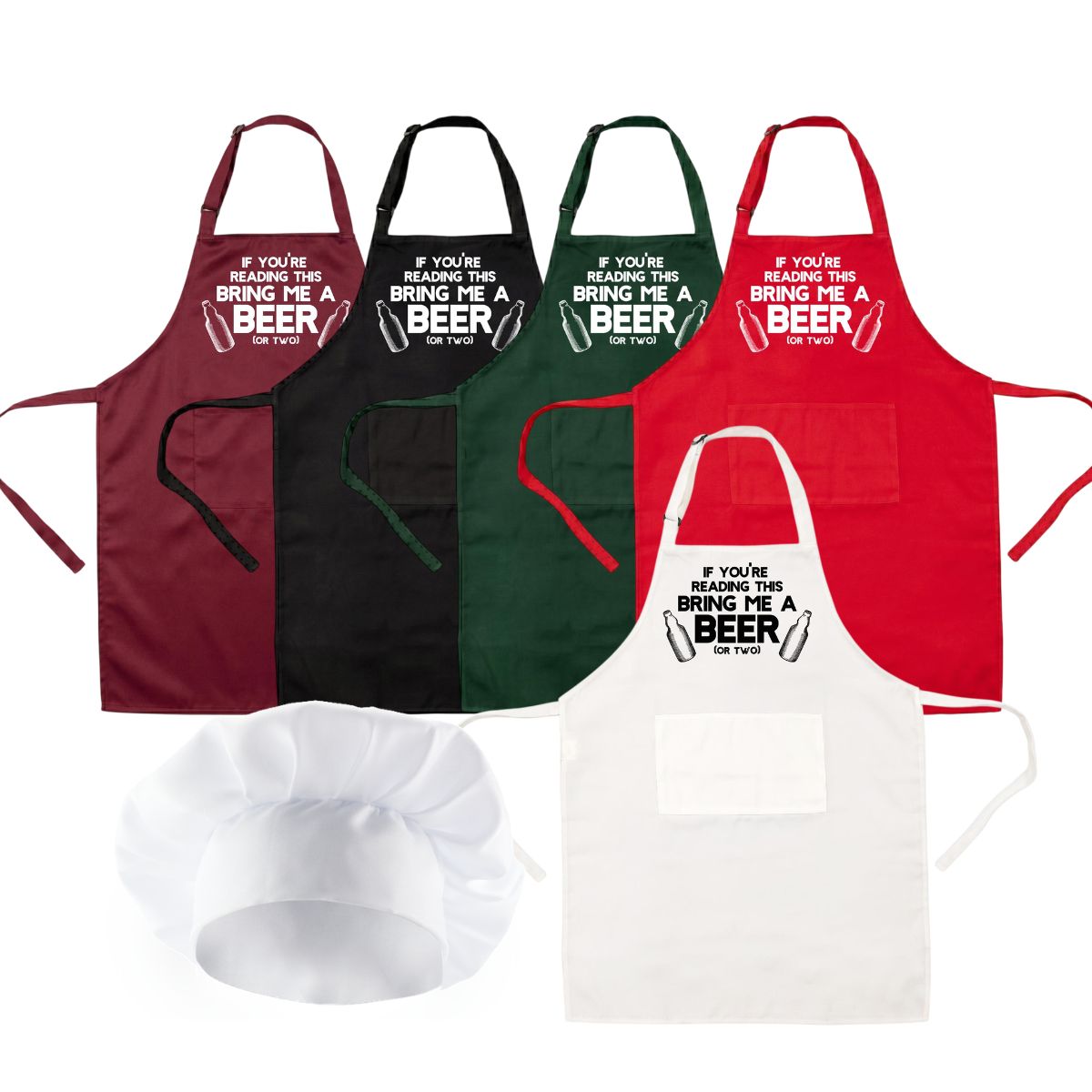 If You're Reading This Bring Me a Bear (or Two) Apron & Chef Hat Set | Funny BBQ Apron for Men | Novelty Cooking Apron | Adjustable One Size