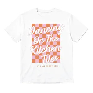 Ladies Pop Rock-Inspired Baby Tee | White Graphic T-Shirt | "Dancing on the Tiles" Print | 100% Cotton