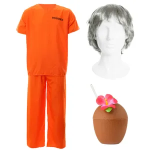 Adults Island Prisoner Costume | 4 Pcs | Top, Trousers, Wig & Coconut Cup