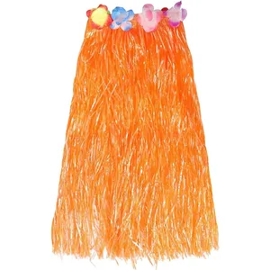 Hawaiian Long Orange Hula Skirt