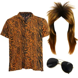 Rod Steward Inspired Costume - Shirt, Wig & Sunglasses