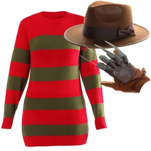 Ladies Freddy Krueger Costume | 3 Pcs | Dress, Hat & Claw