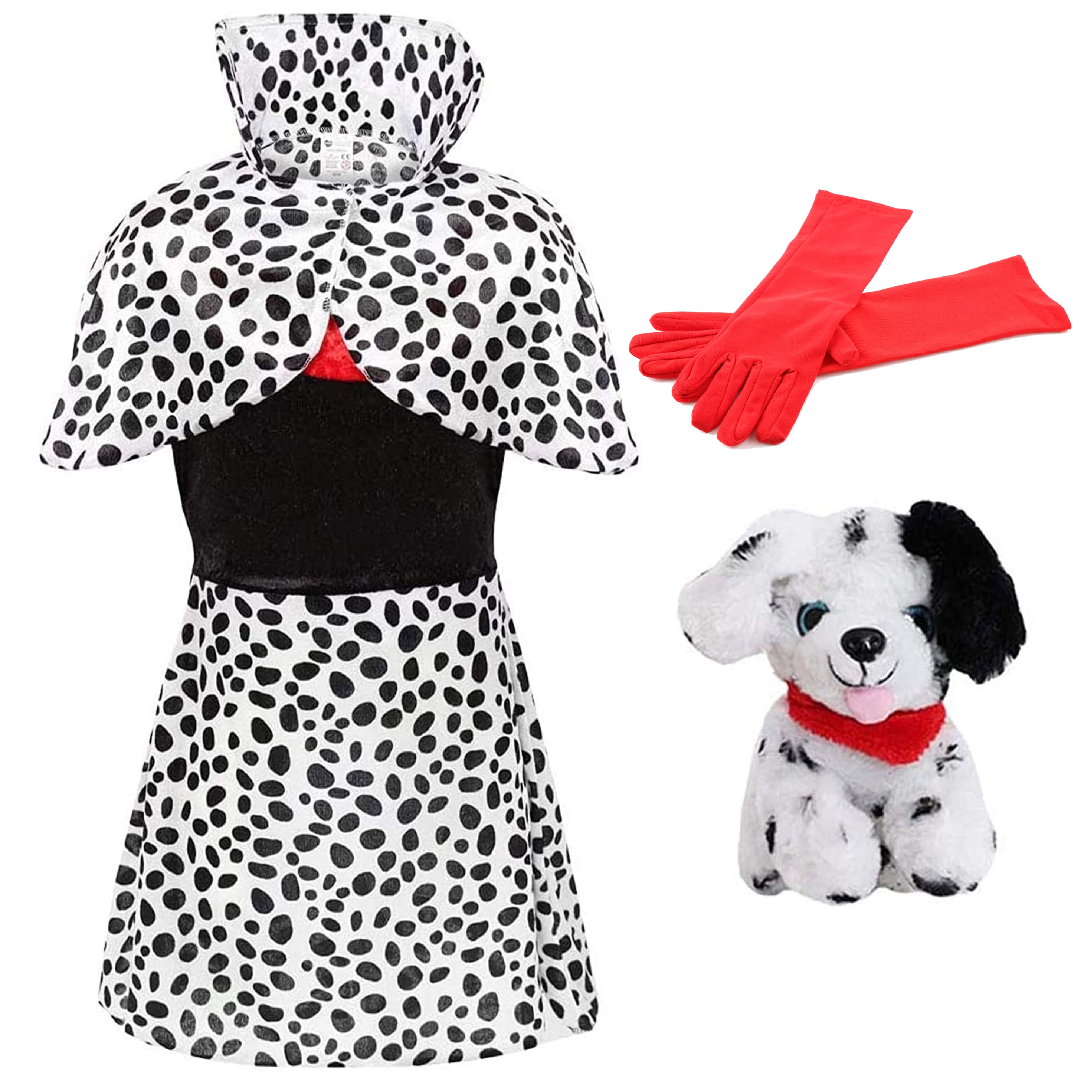 Child's Evil Dog Lady Costume - Gloves & Dalmatian Dog