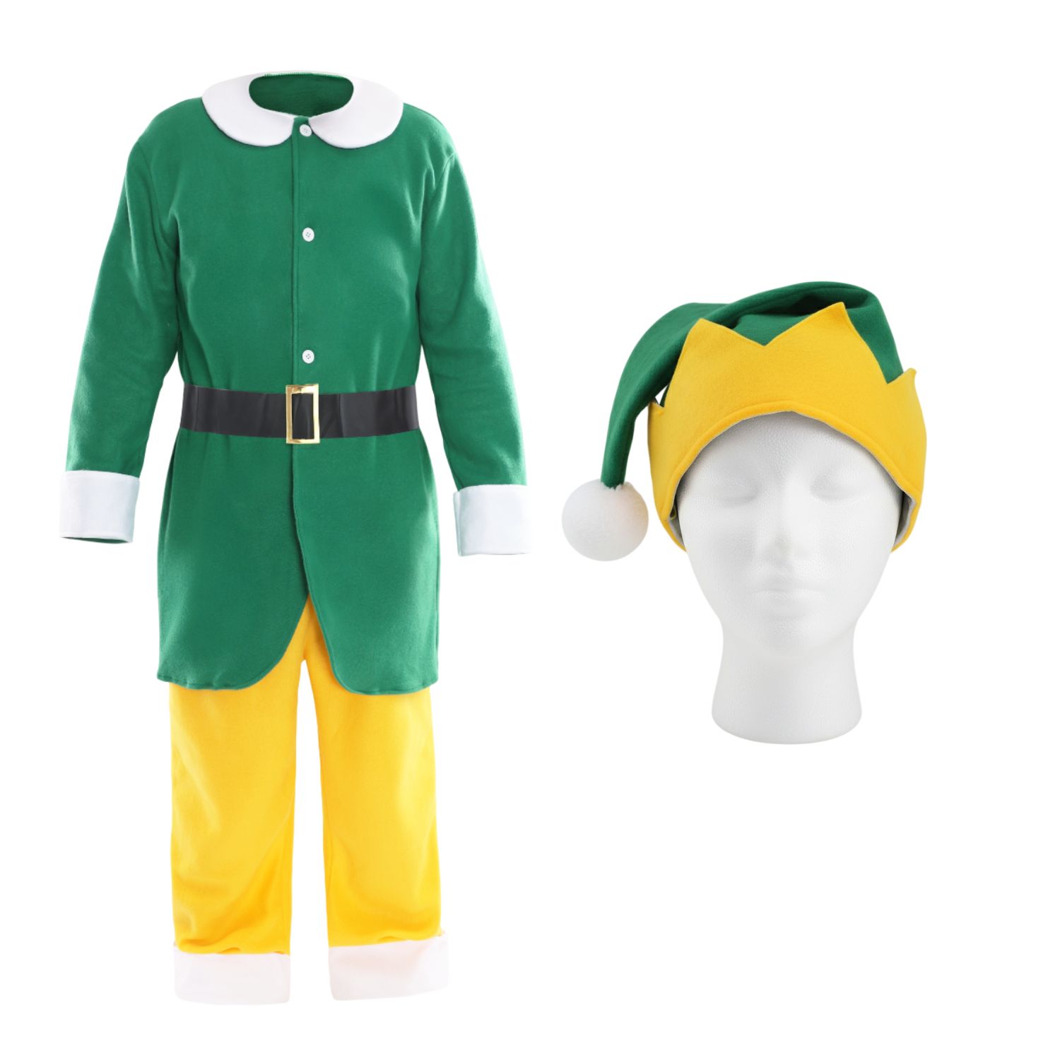 Adults Friendly Elf Costume | 4 Pcs | Jacket, Trousers, Belt & Hat