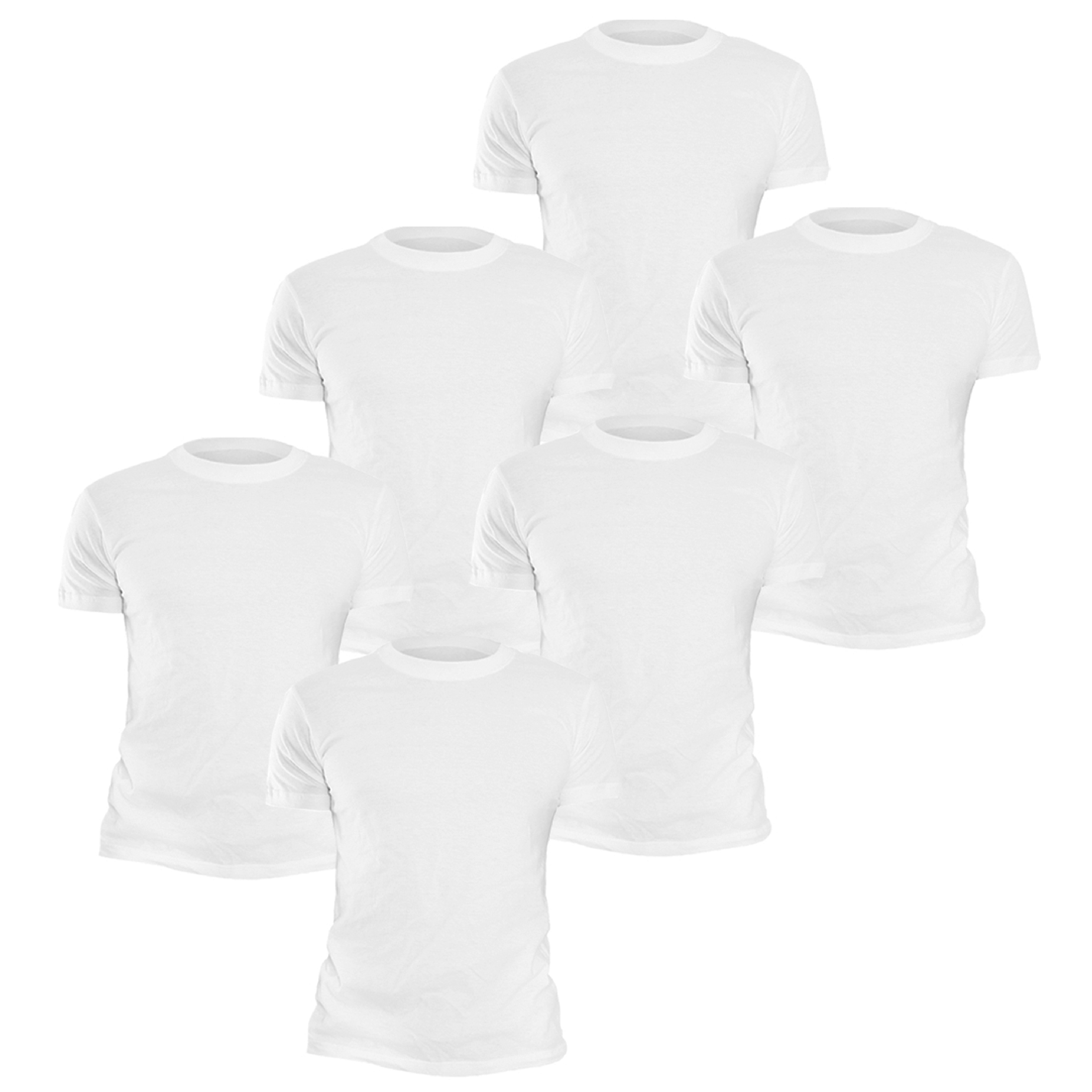6 Pack White Crew Neck T Shirts