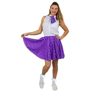 Ladies Short Polka Dot Skirt - Purple/White
