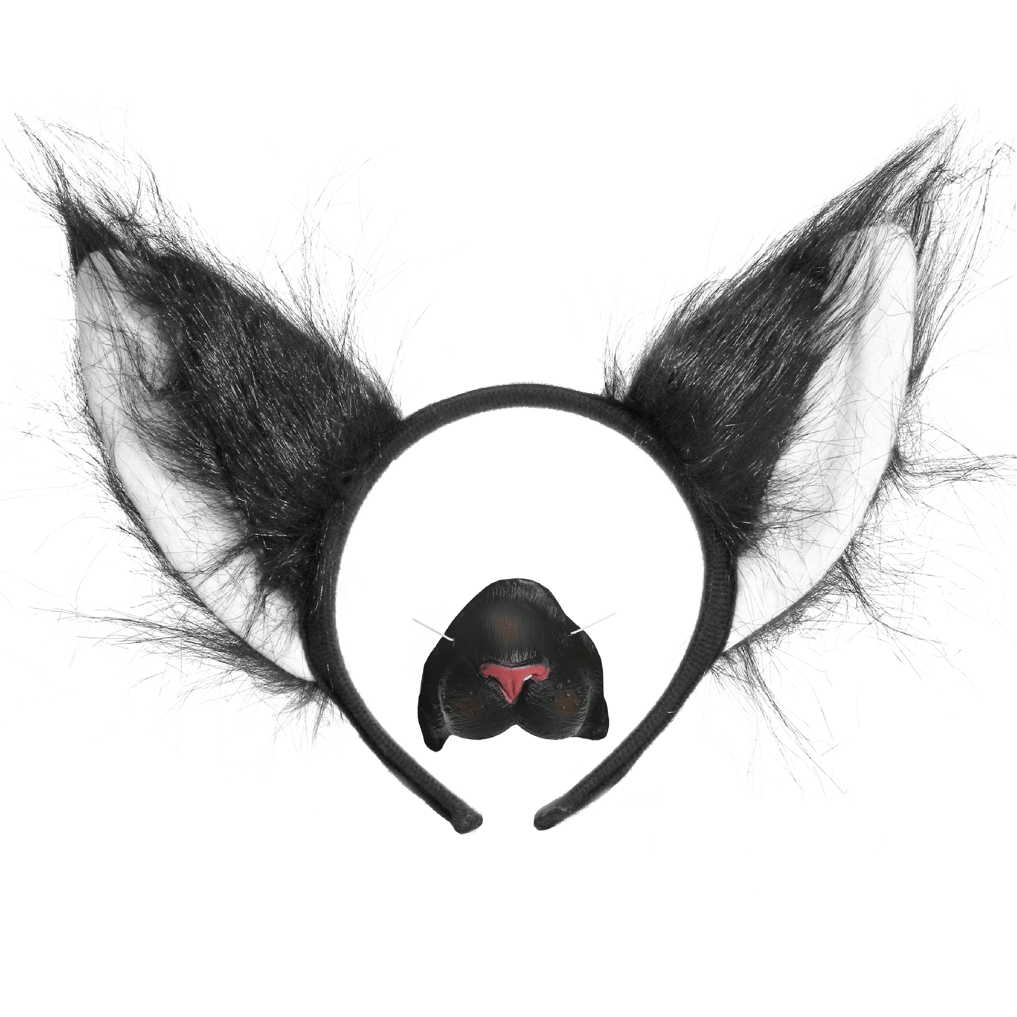 Black Cat Set Ears On Headband + Nose