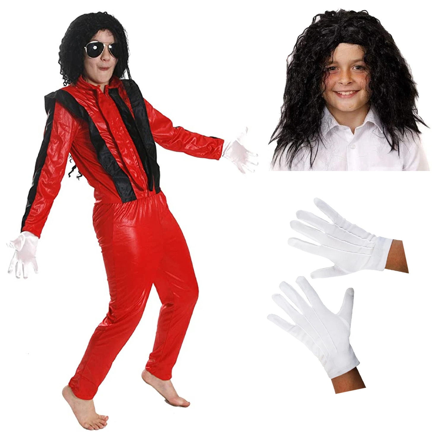 Childs King of Pop Costume | 4 Pcs | Costume, Wig & Gloves