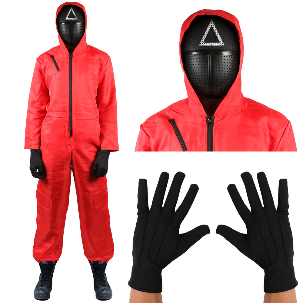 Squid Guard Triangle Costume TV Game Fancy Dress Outfit