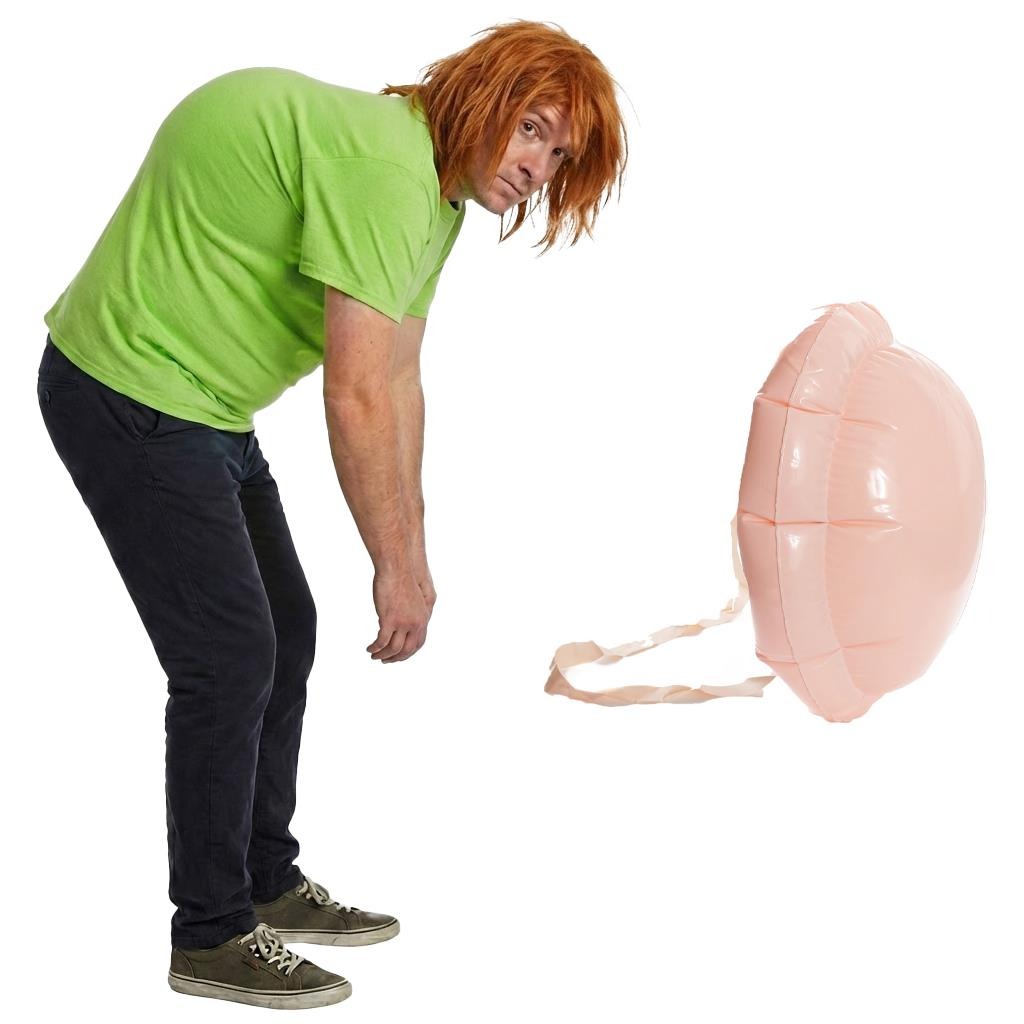 Adults Hunchback Man Costume | 3 Pcs | T-Shirt, Wig & Inflatable Hunch