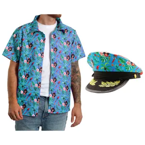 Unisex Hawaiian Shirt and Matching Sailor Hat - Blue