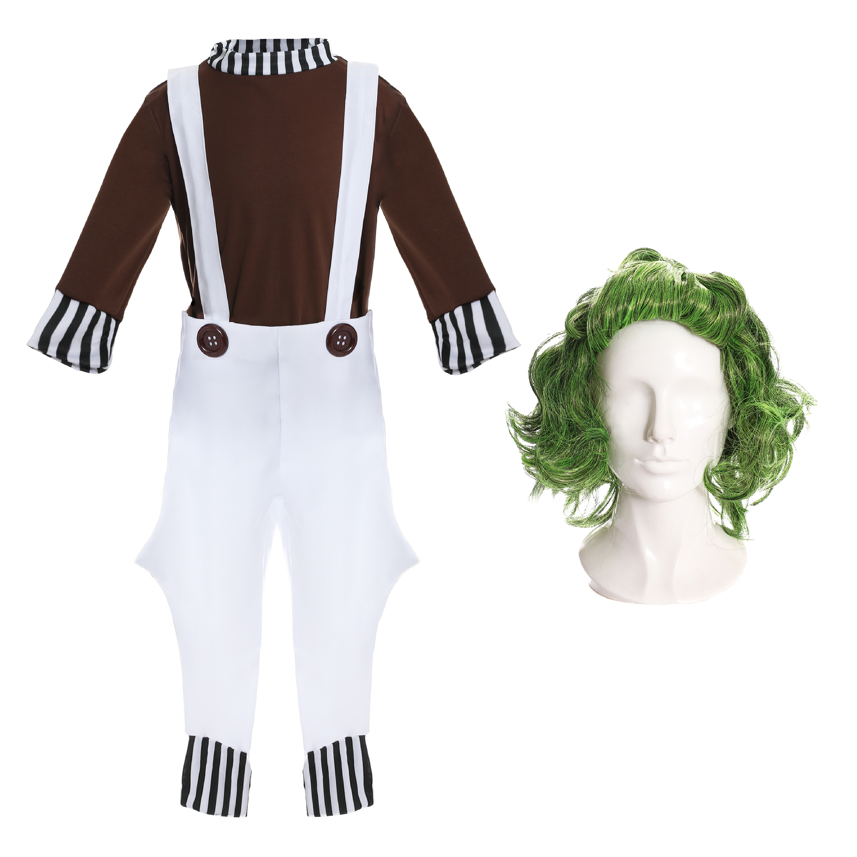 Childs Chocolate Factory Worker Costume - with Wig