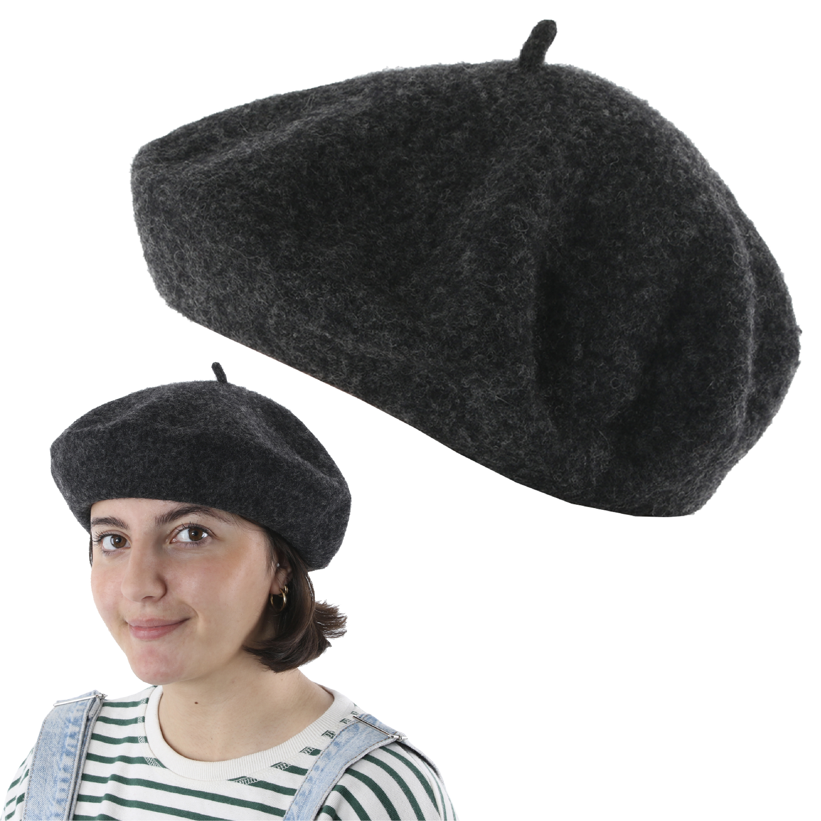 Grey French Beret Hat