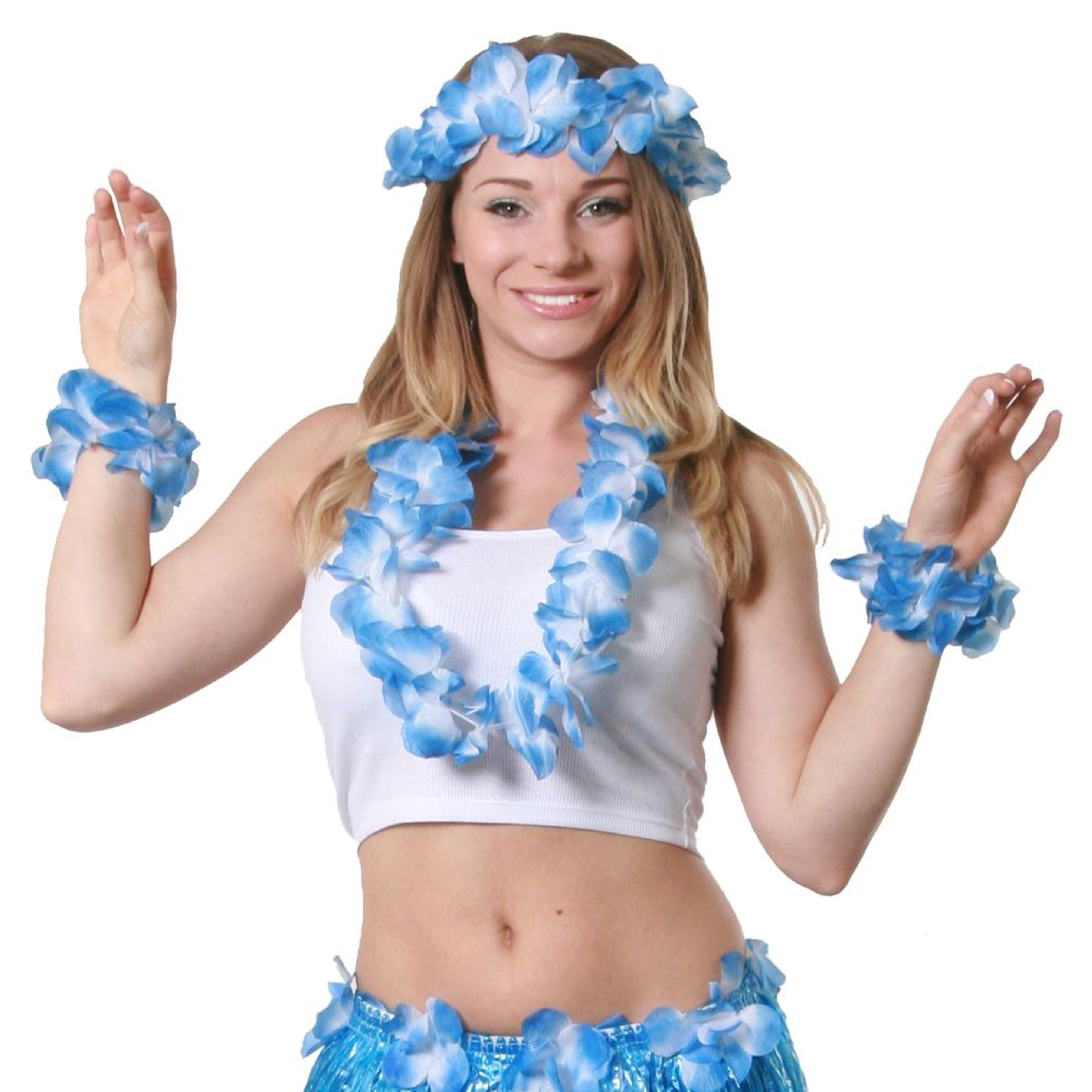 Blue 4 Piece Hawaiian Lei Set
