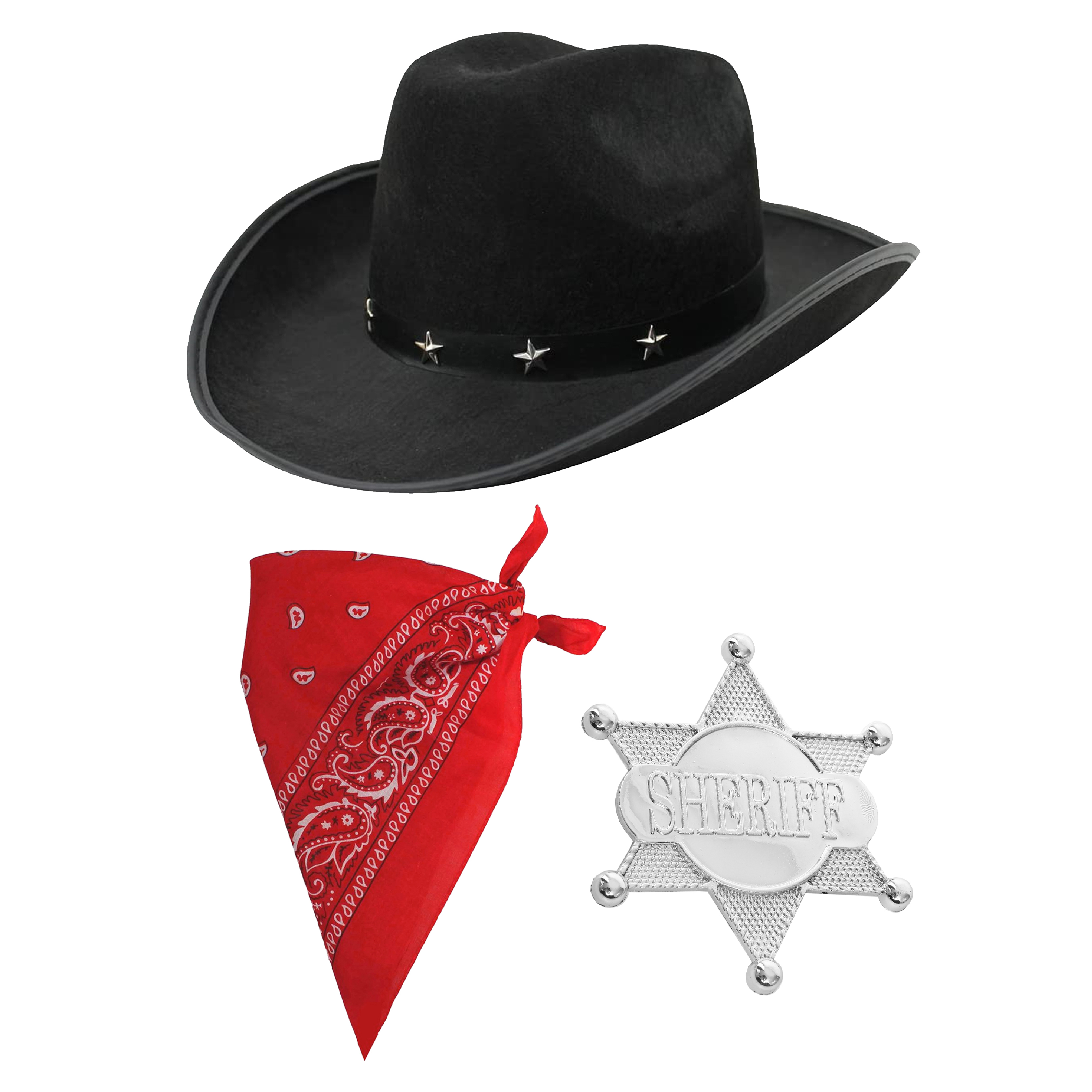 Black Star Studded Cow Boy Hat CHILD 55cm