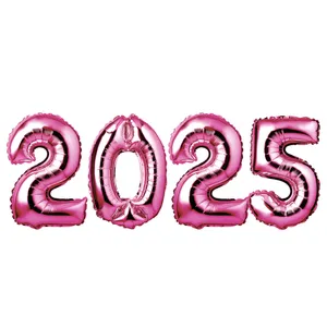 34" Giant Foil Hot Pink 2025 New Years Balloon Set