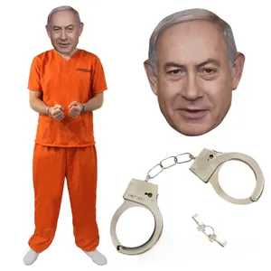 Adults Prisoner Costume with Handcuffs - with Benjamin Netanyahu Mask