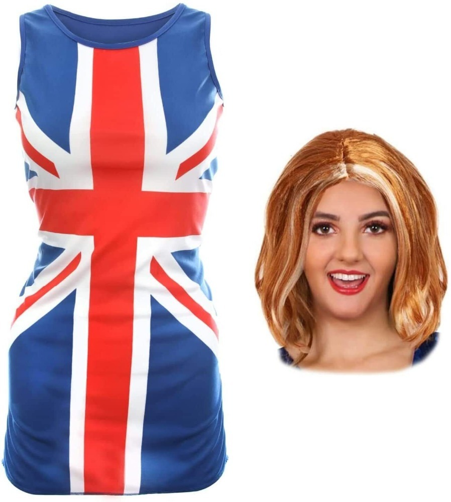 Ladies Union Jack Dress & Ginger Wig