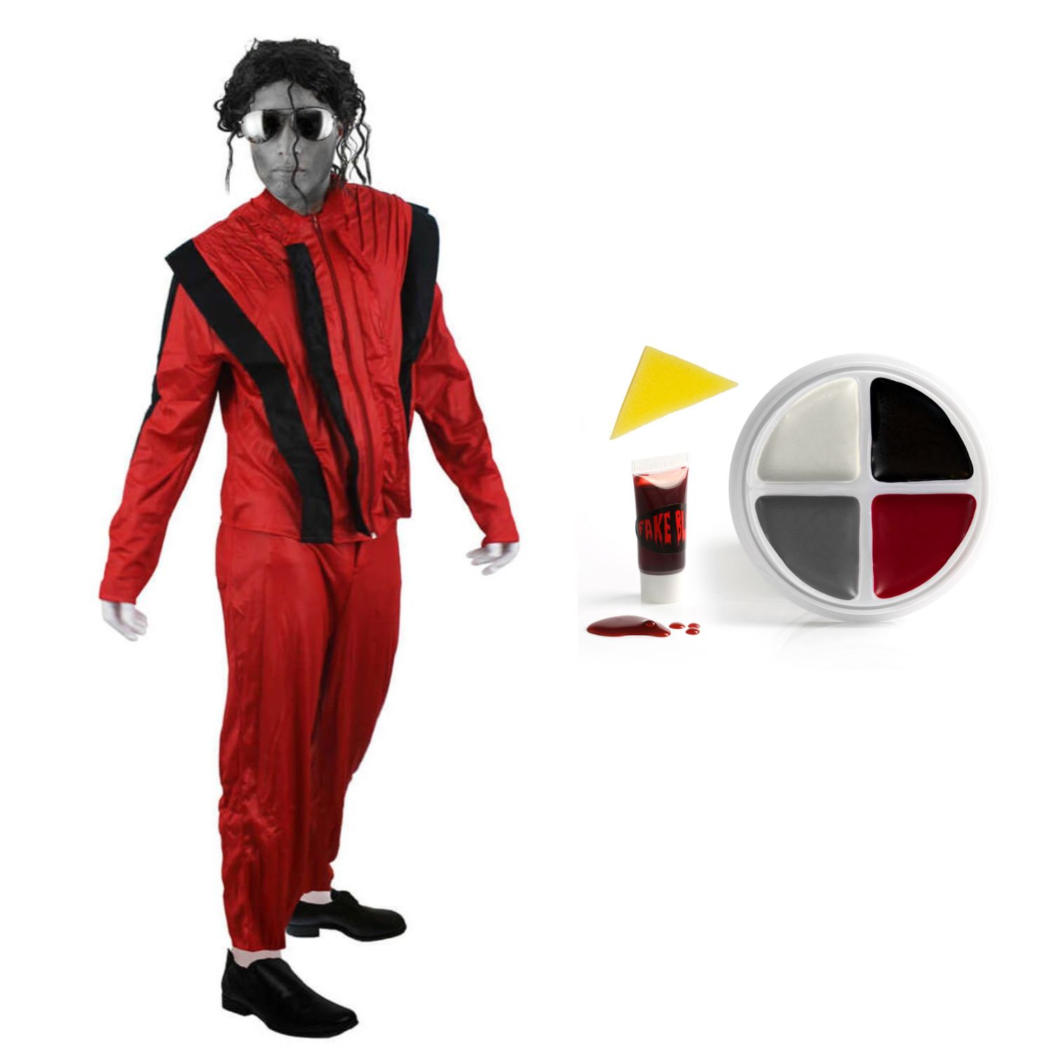 Adults Zombie King of Pop Costume | 2 Pcs | Costume, Face Paint & Blood