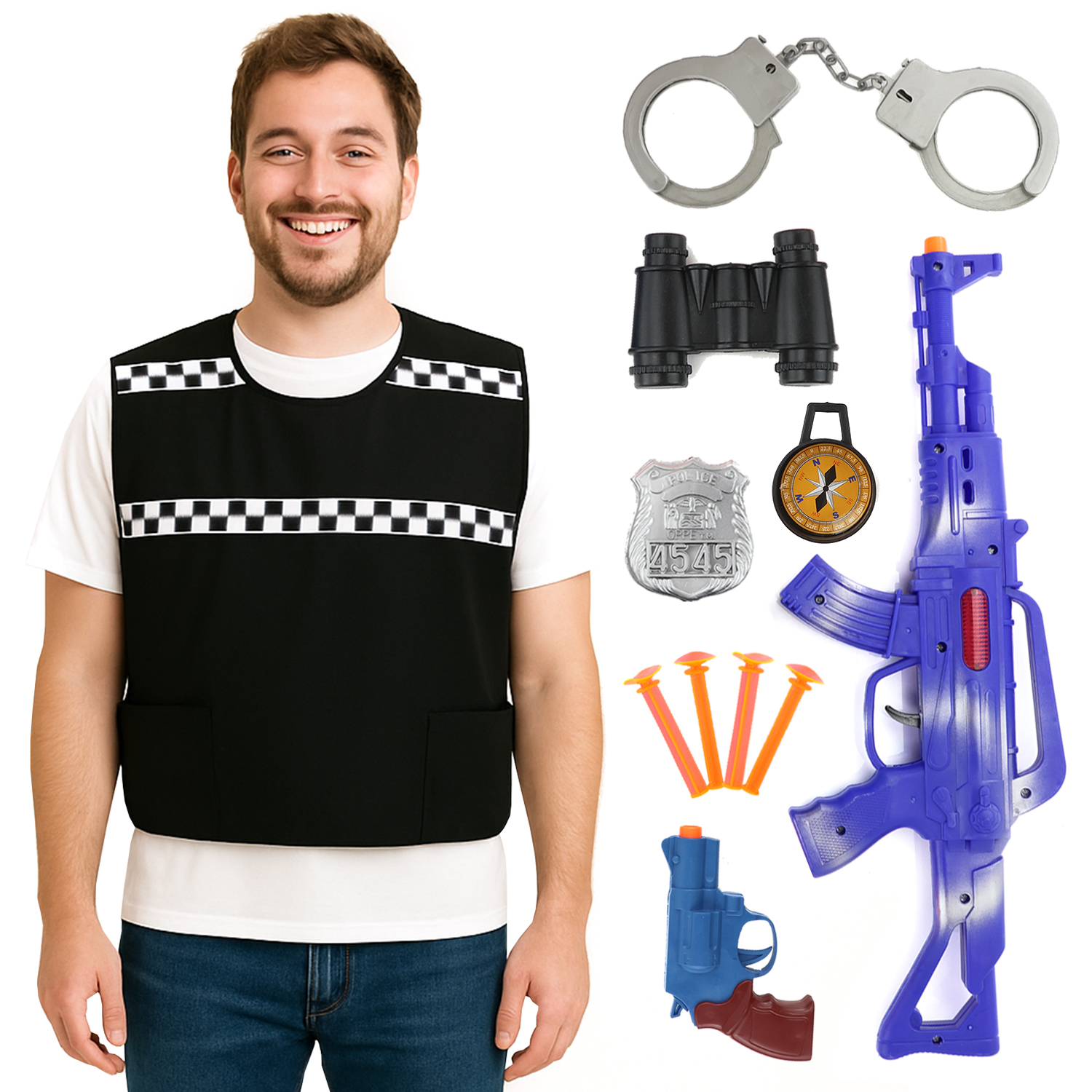 Adults Police Officer Costume - Vest & 10 Piece Set