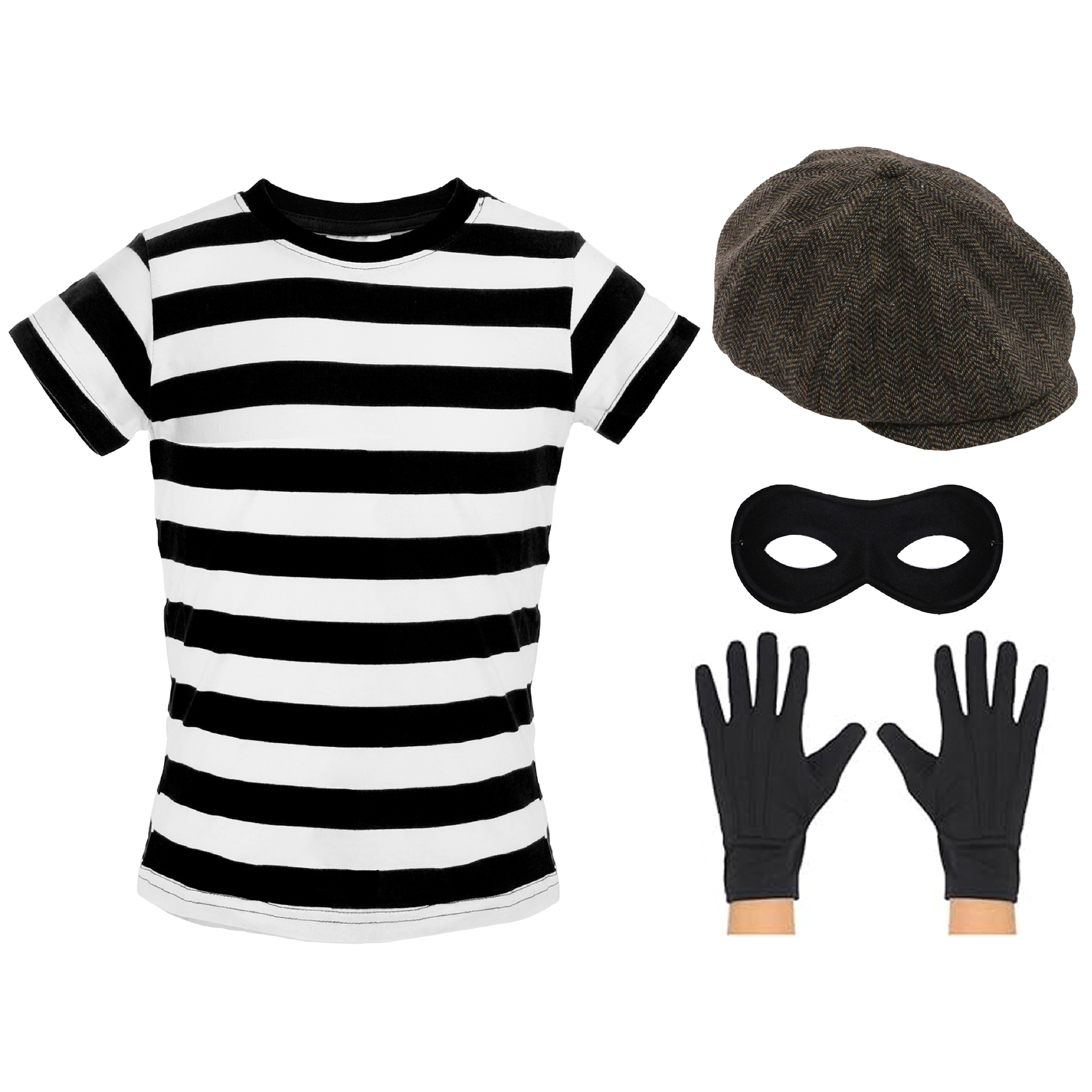 Child's Storybook Burglar Costume - Long Sleeve Top, Mask & Swag Bag