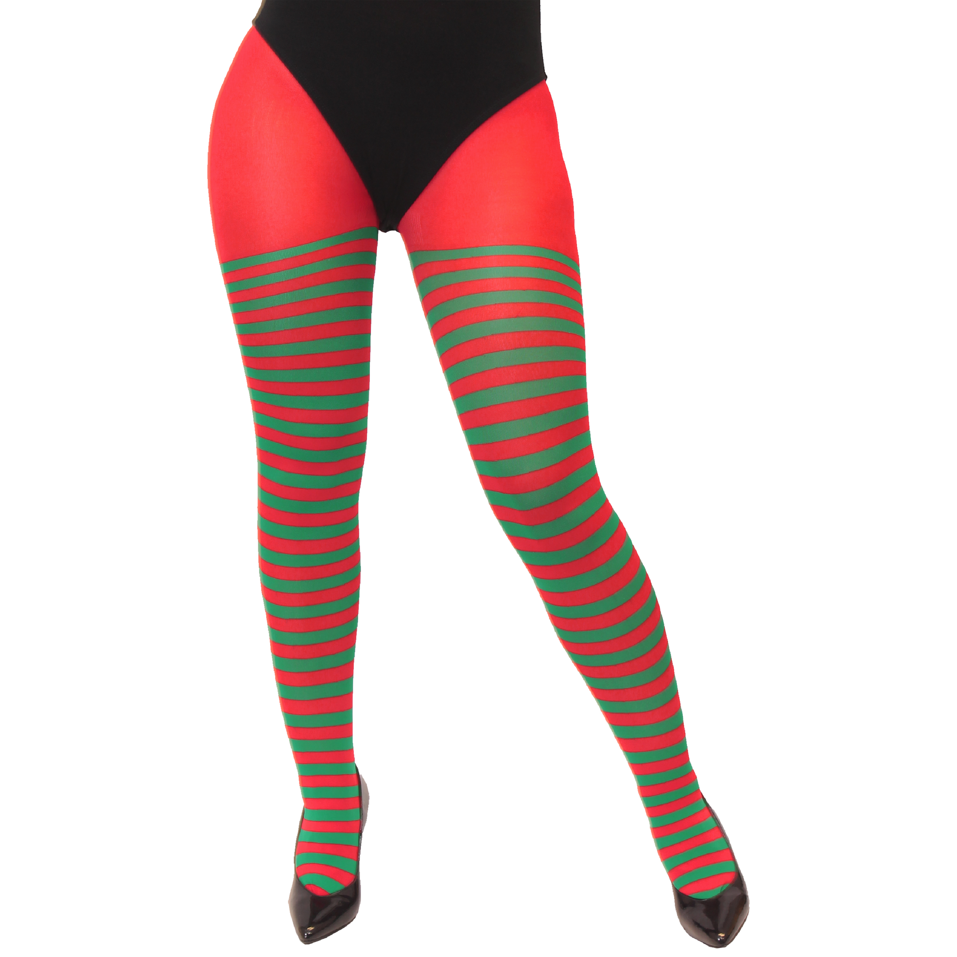 Green and Red Striped Christmas Tights