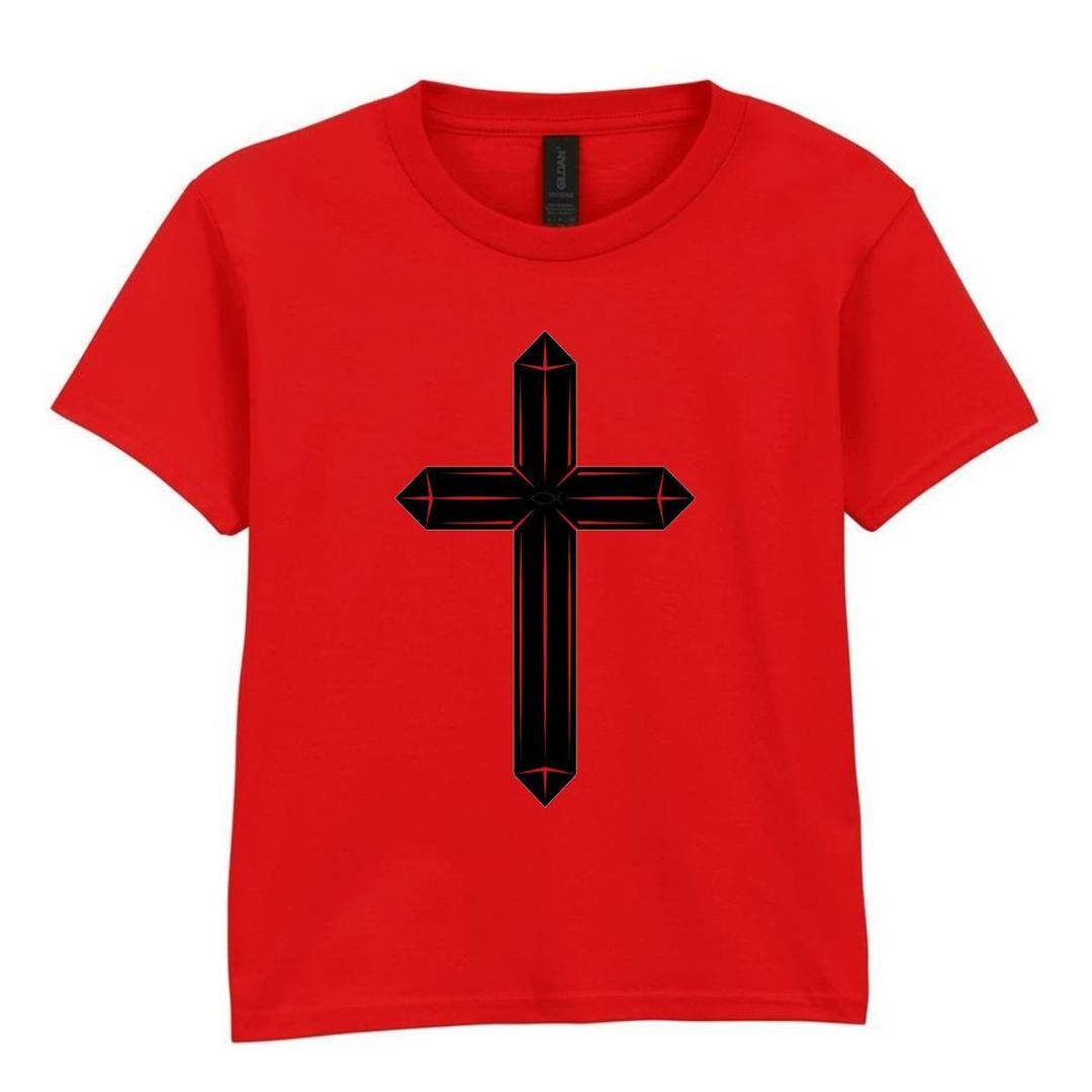 Ladies R&B-Inspired Baby Tee | Red Graphic Concert T-Shirt | Cross Print | 100% Cotton