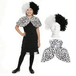 Child's Evil Dog Lady Costume | 3 Pcs | Dress, Cape & Wig