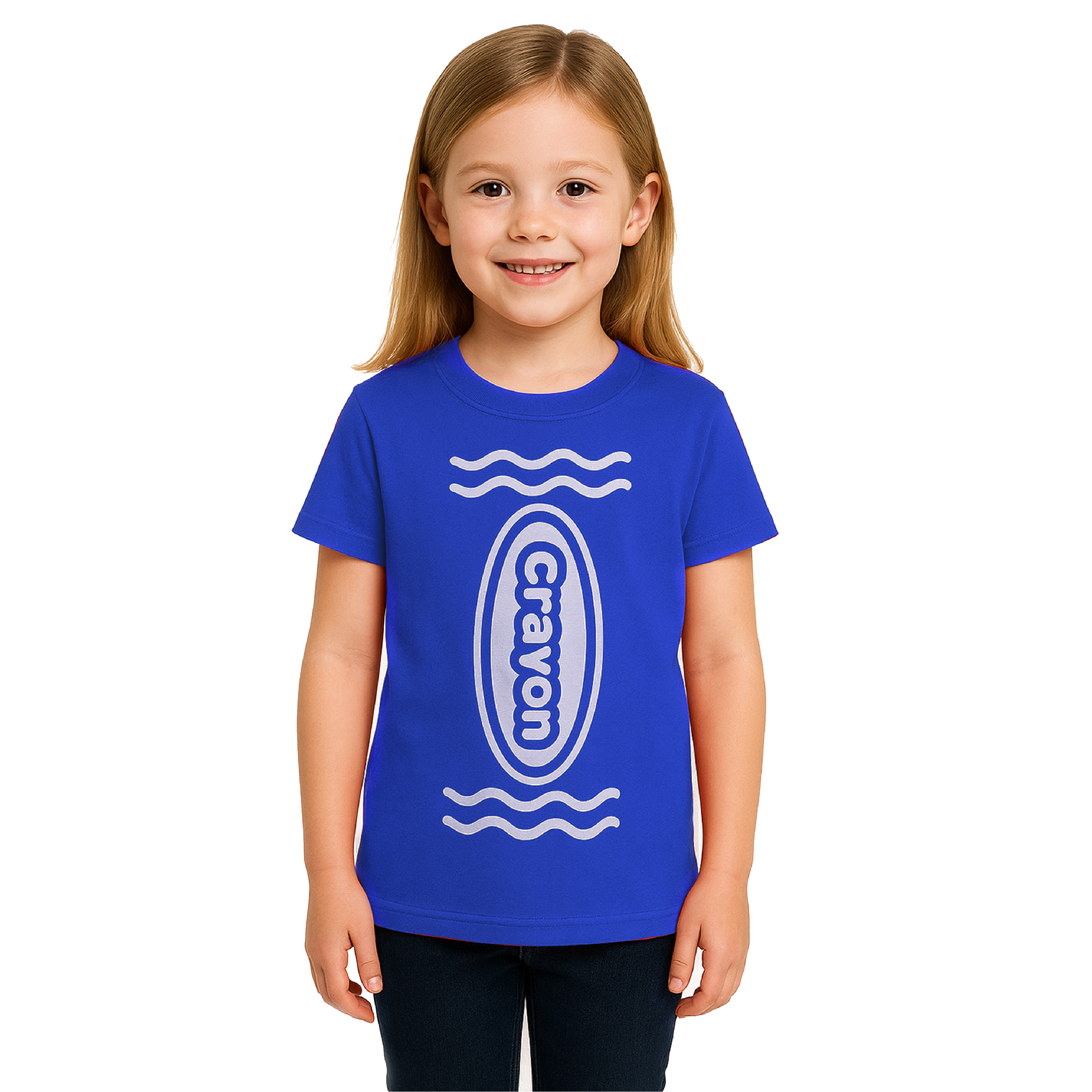 Girl's Blue Crayon T-Shirt – Fun Kids Costume Top for Parties, Dress-Up & School Events