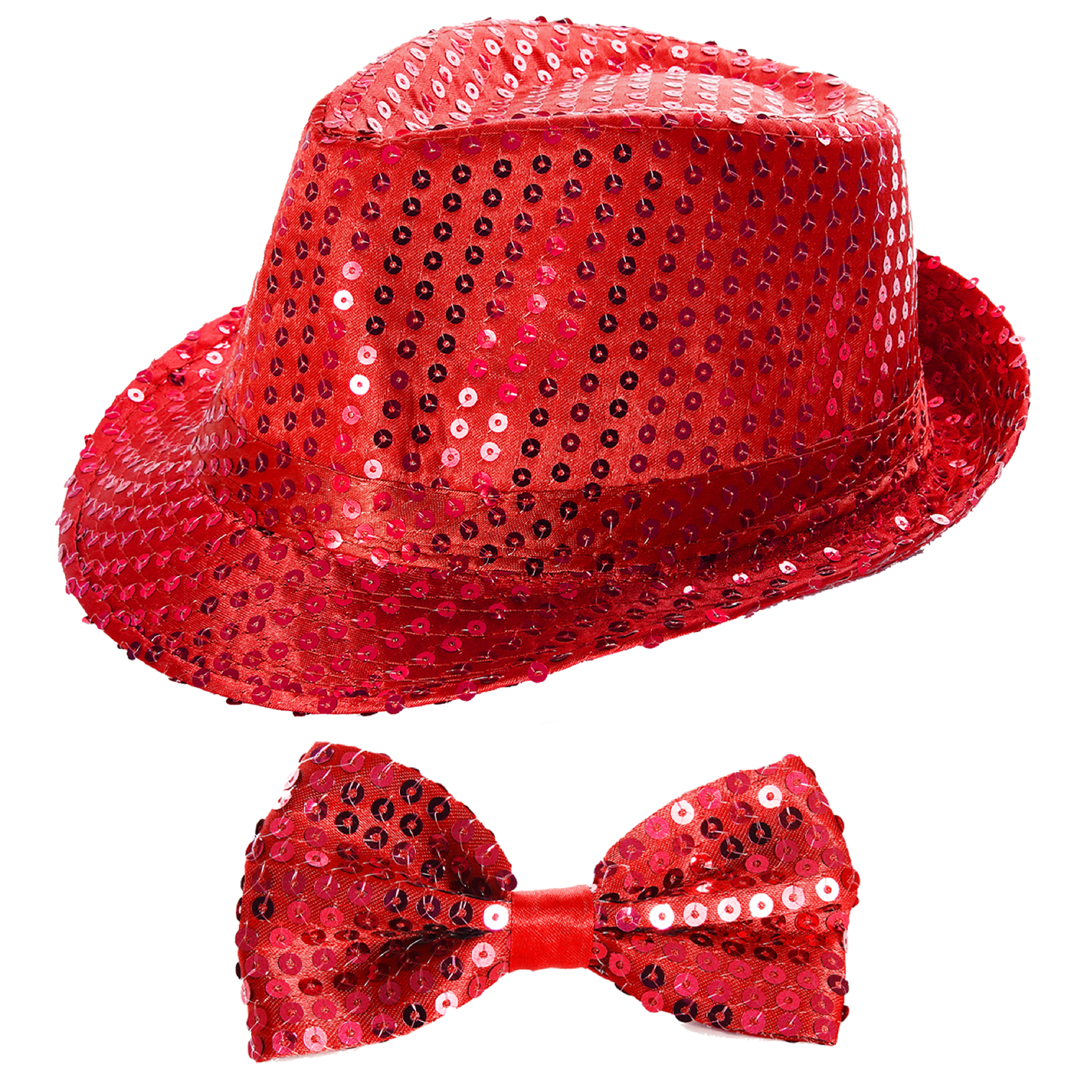 Red Accessory Set - Sequin Trilby & Bow Tiejavascript:void(0)