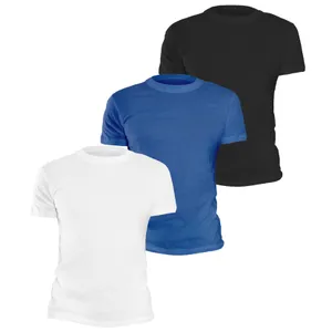 3 Pack Black, White & Blue Crew Neck T Shirts