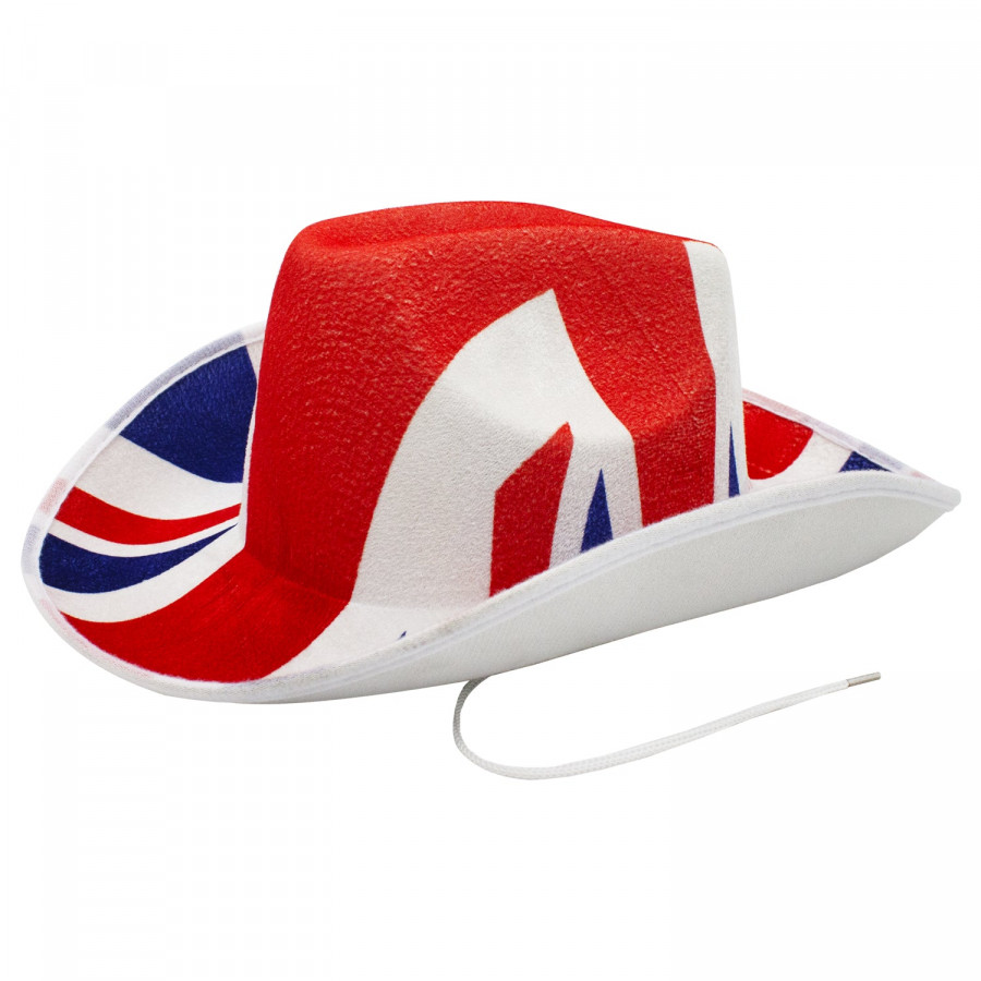 UNION JACK FELT COWBOY HAT WITH CORD
