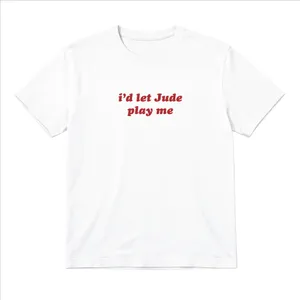 Ladies “I'd Let Jude Play Me” Baby Tee | Women’s Funny Football Supporter Tee | White Slogan Top