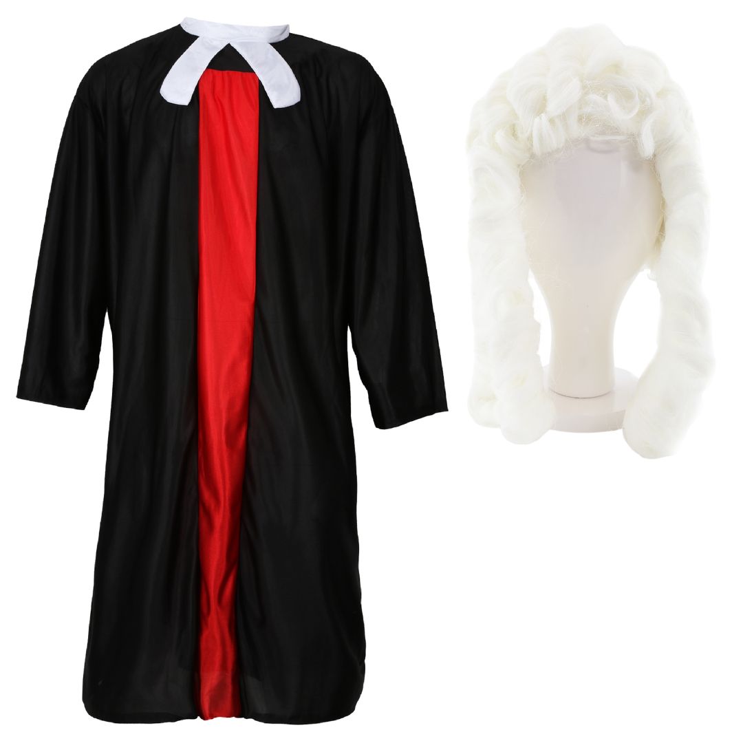 Adults Judge Costume | 2 Pcs | Robe & Wig