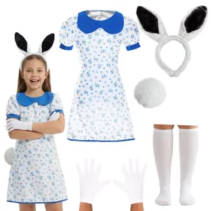 Girls Miffy Costume | 4 Pcs | Floral Dress, Bunny Set. Gloves & Socks