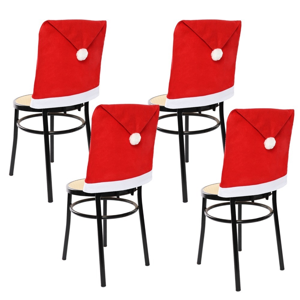 Pack of 4 Felt Santa Hat Chair Covers