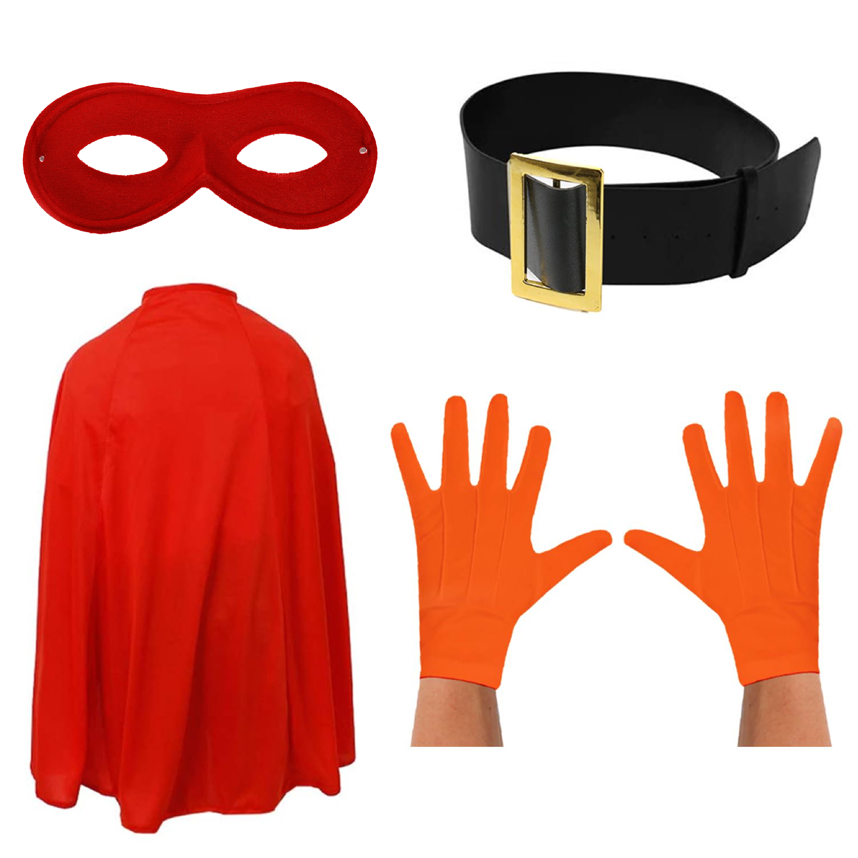 Adults Super Potato Costume Hero Set - Belt, Red Mask & Gloves