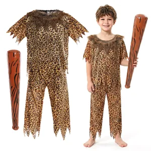 Kids Cave Dweller Costume | 3 Pcs | Top, Bottoms & Inflatable Club