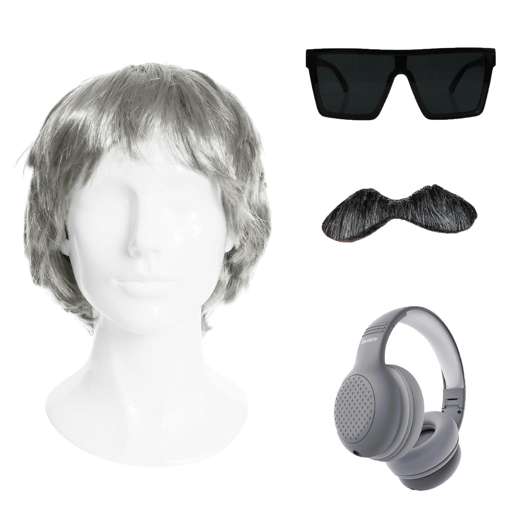 Adults Maduro Accessory Set | 4 Pcs | Wig, Headphones, Oversized Glasses & Tash