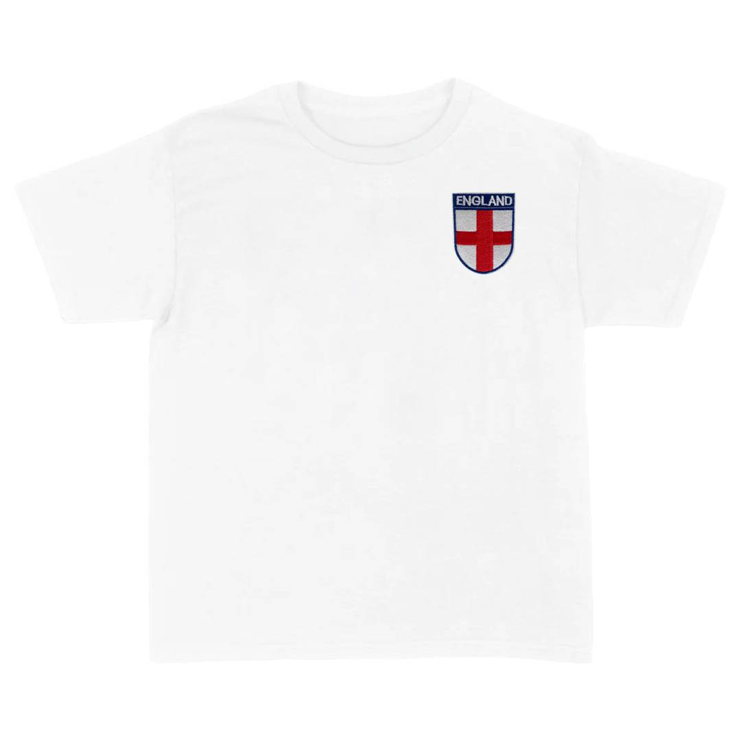 Ladies England Embroidered Baby Tee | Women’s England Football Supporter Tee | White Slogan Top