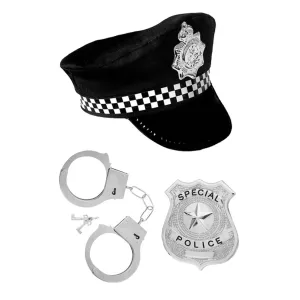 Adults Police Accessory Set | 3 Pcs | Hat, Cuffs & Badge