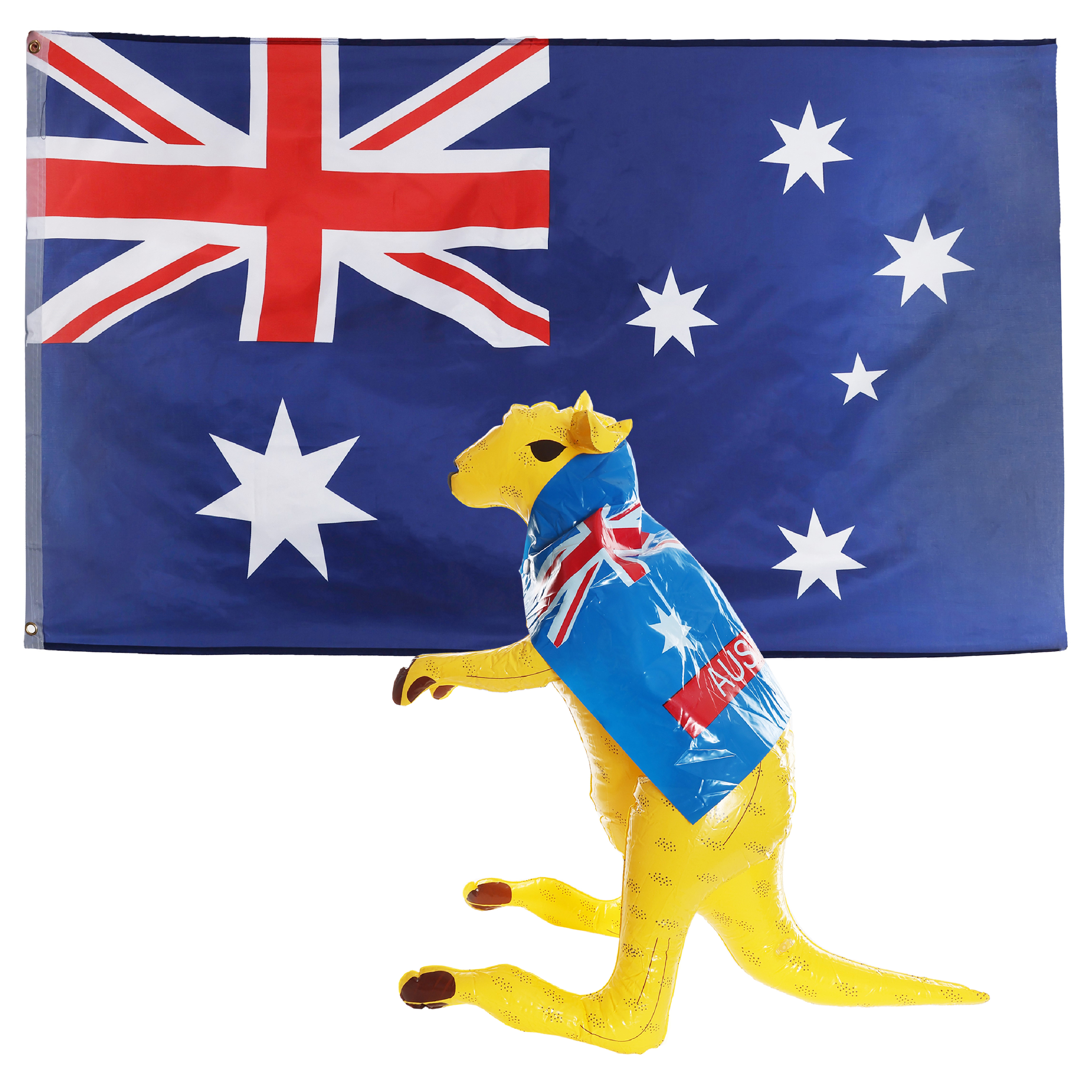 5ft X 3ft Australian Flag & Inflatable Kangaroo