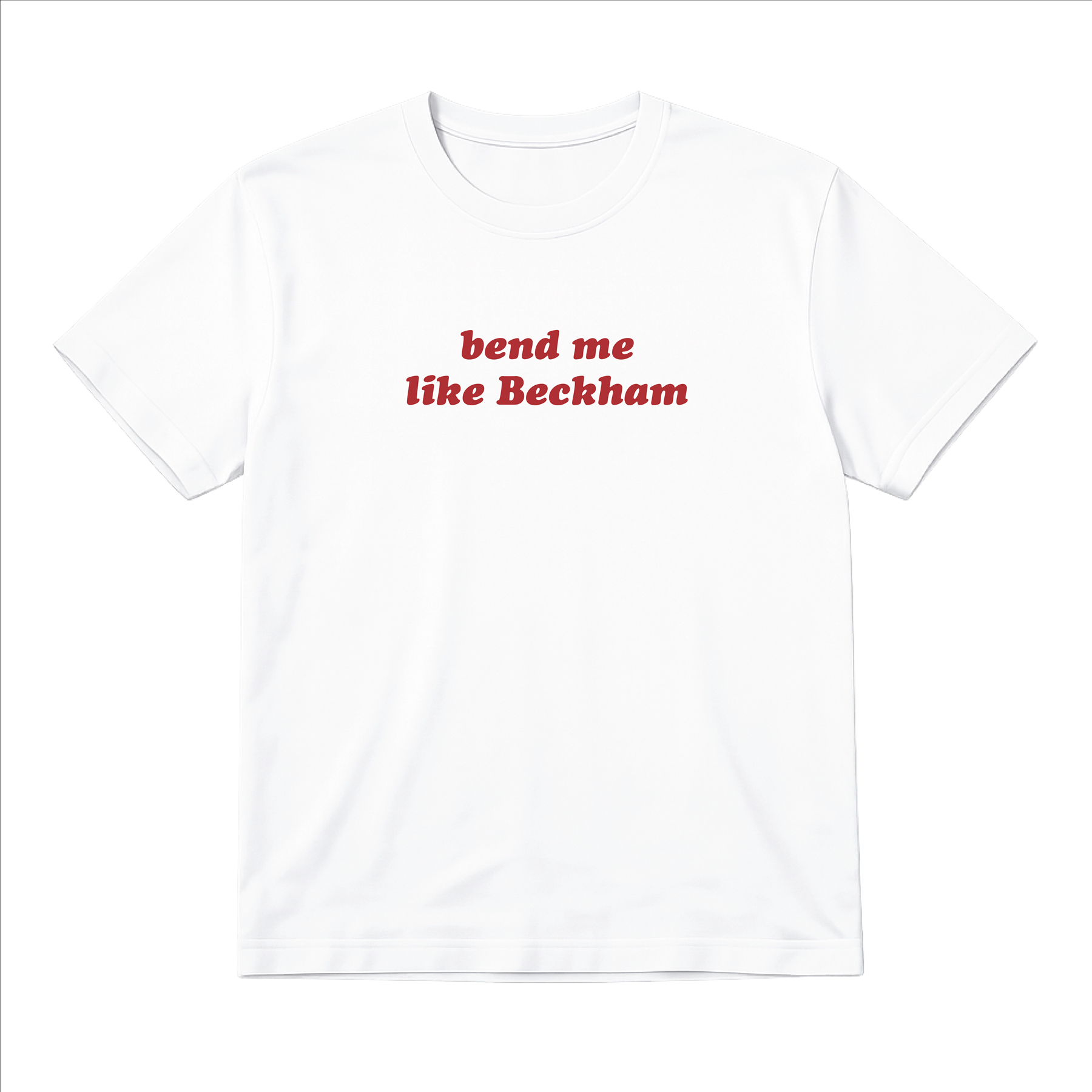 Ladies “Bend Me Like Beckham” Baby Tee | Women’s Funny Football Supporter Tee | White Slogan Top