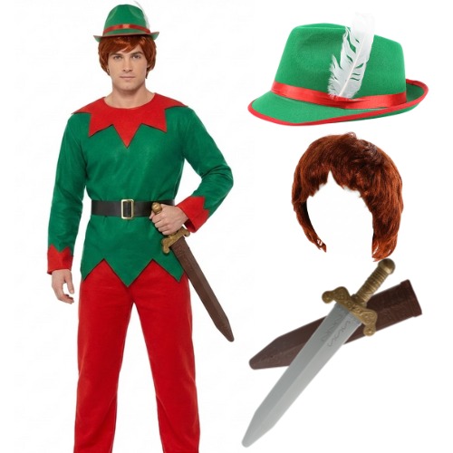 Adults Mischievous Boy Costume | 4 Pcs | Costume, Hat, Wig & Sword in Scabbard