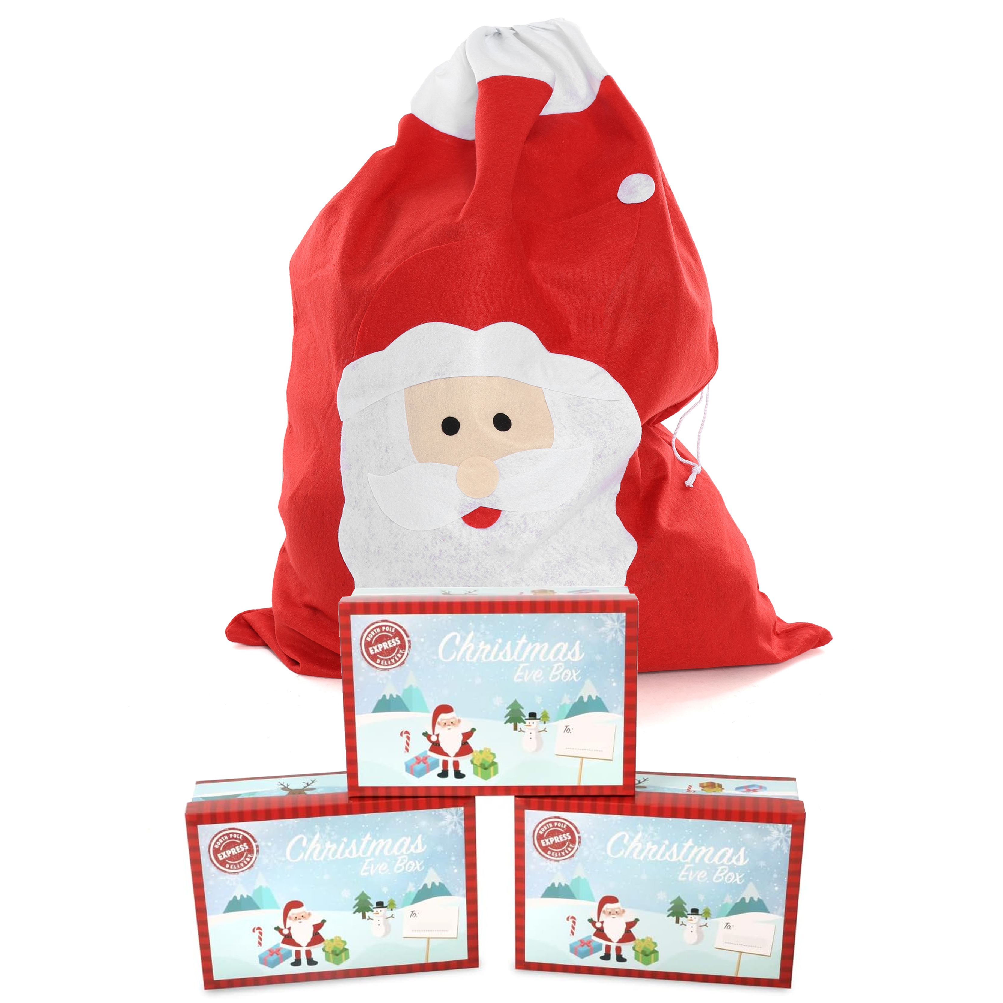 Large Christmas Santa Sack & 3x Christmas Eve Box